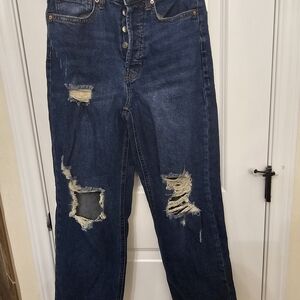 Distressed Blue Denim Jeans